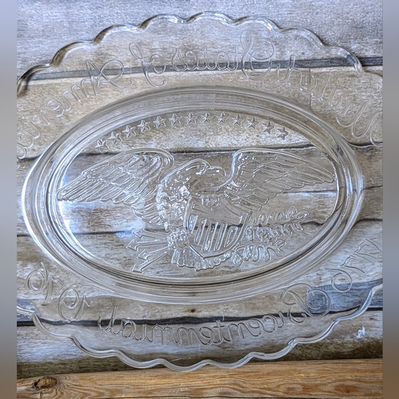 Vintage 1976 Bicentennial Clear Glass Small Platter - Picture 4 of 10